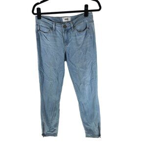 Paige Verdugo Crop Zip Jeans Light Blue Denim Blend With Ankle Zippers Size 28